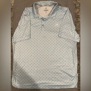 Adidas Men's Sky Blue Logo Patterned Polo Shirt Size 2XL